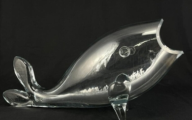 Large Blenko Open Mouth Blown Glass Fish Vase