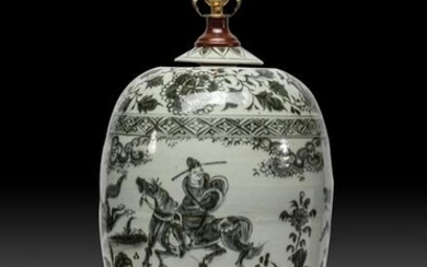 Large Chinese Blue White Porcelain Lamp