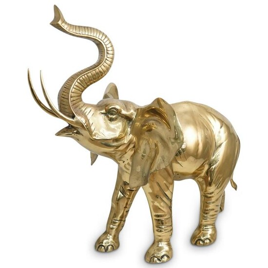 Large Vintage Brass Elephant Sculpture