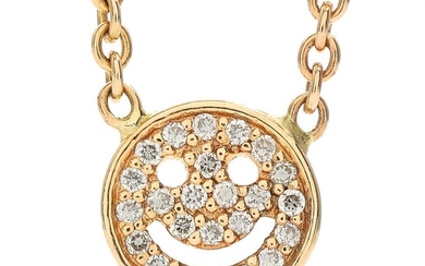 SOLD. Lene Visholm: Diamond necklace with smiley pendant set with numerous brilliant-cut diamonds, mounted in...