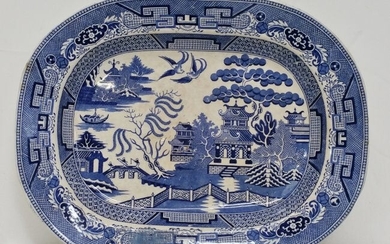 Lg Blue White Willow Beech Hancock & Co Porcelain Plate