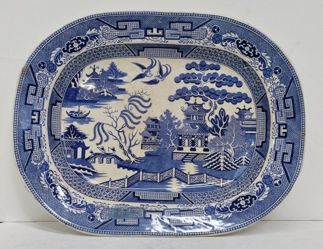 Lg Blue White Willow Beech Hancock & Co Porcelain Plate