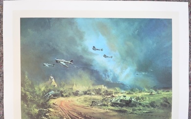 Limited edition print 'Rocket Firing Typhoons at the Falaise...