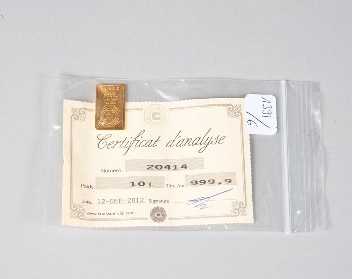 Lingotin en or. Poids: 10 g (Certificat... - Lot 48 - Paris Enchères - Collin du Bocage