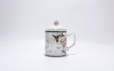 Liu Yucen pastel flower and bird mug