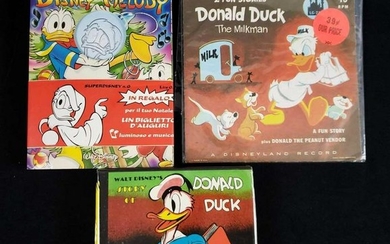 Lot of 3 Vintage Donald Duck Audio Stories and Comic