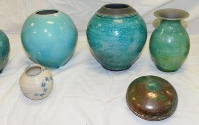 Lot of Signed Pottery Vases, (Dan Triece - Seagrove
