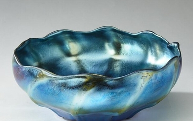 Louis C. Tiffany favrile blue iridescent bowl