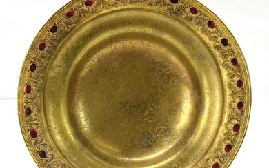 Louis C.Tiffany Furnaces Dore Bronze Enamel Plate Dish
