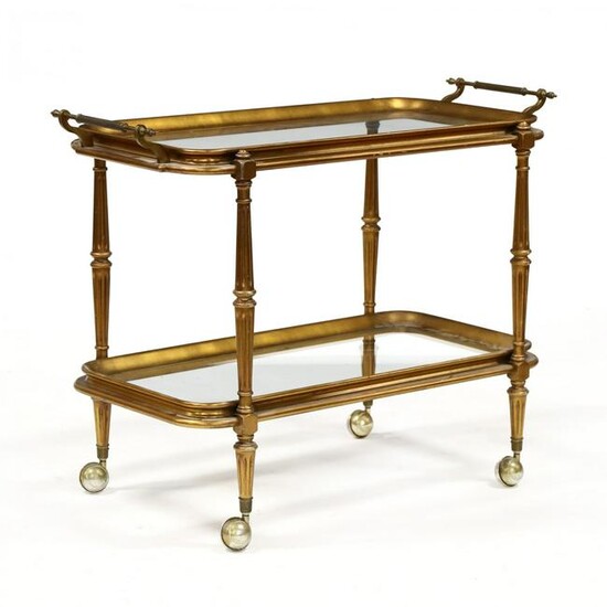Louis XVI Style Gilt Wood and Glass Bar Cart