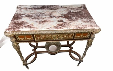Louis Xv Style Bronze Mounted Marble Top Console Table