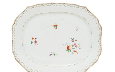 Lowestoft Polychrome and Gilt Porcelain Platter
