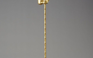 MALABERT - Maison BAGUES Lampadaire en bronze doré, modèle bambou. Quatre lumières dont 1 dans...