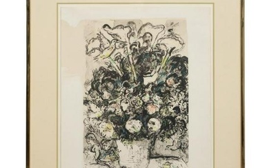MARC CHAGALL, LE BOUQUET BLANC, SIGNED LITHOGRAPH