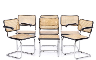 MARCEL BREUER (1902-1981) - Quatro cadeiras e dois cadeirões Cesca