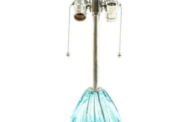 MID-CENTURY MURANO BUBBLE GLASS & CHROME LAMP