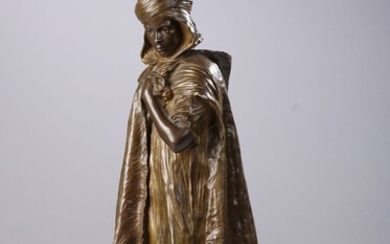 Marius Joseph SAÏN (1877-1961) Le berger arabe Épreuve en bronze à patine brun clair nuancé...
