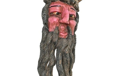 Mexican Carved Wood and Painted Mask.
