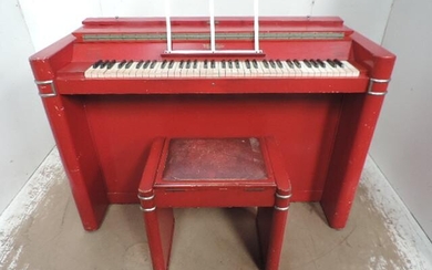 Mid 20th Century Red Lacquer & Chrome Eavestaff Upright...