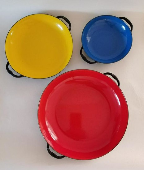 Mid Century 1950s West Germany Trio Enameled Dishes