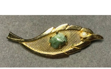 Mid Century Modern Leaf Brooch Pin