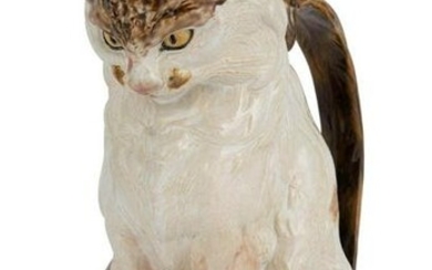 Mintons Majolica Cat with Mouse Milk-Jug Date cypher