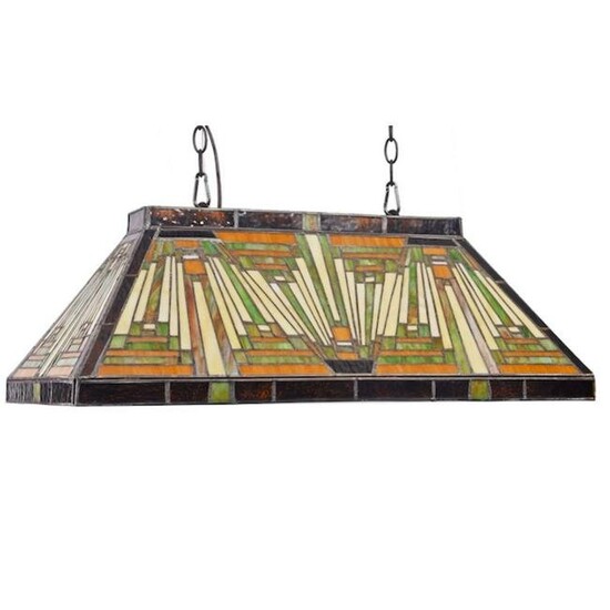 Mission Style Stained Art Glass Hanging Pendant Light