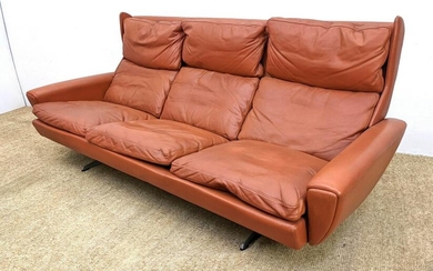 Modernist Designer Leather Sofa Couch. Three Seater on