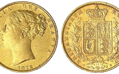 Monnaies et médailles d'or étrangères, Grande-Bretagne, Victoria, 1837-1901, Souverain 1872 avec Die Nr. 85. 7,99...