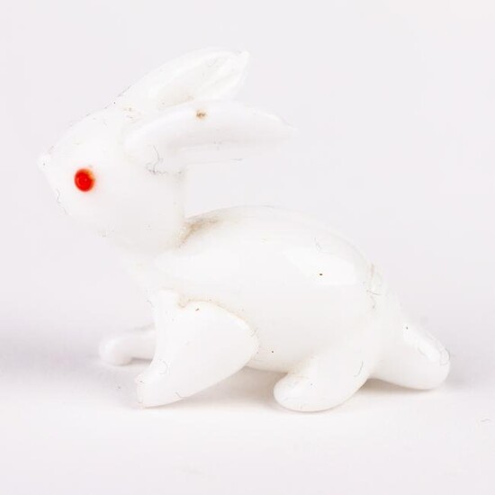 Murano Venetian Glass Sculpture White Rabbit
