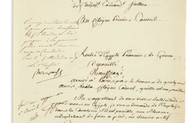SIGNED DURING CLOSE OF FRENCH CAMPAIGNS IN EGYPT AND SYRIA NAPOLÉON. Endorsement Signed,...