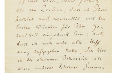 NIETZSCHE, Friedrich (1844-1900). Autograph letter signed (‘Dr Friedrich Nietzsche’) to [Reinhart von Seydlitz], Villa Rubinacci, Sorrento, 16 December 1876.