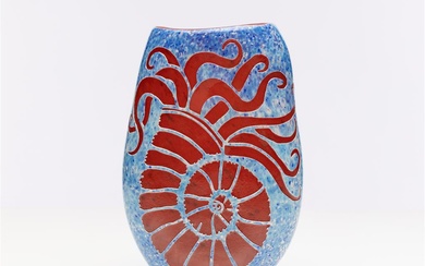 Nautilus Flat Vase by Sean O'Donoghue, Noosa Master Glassblower, trained...
