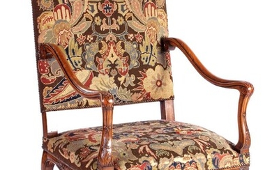 (-), Walnut Louis XV style armchair with Gobelin...