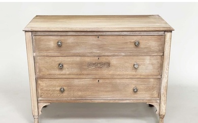 OAK CHEST, early 20th century Edwardian limed oak with three...