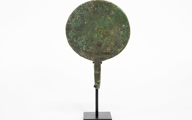 OUD ROMEINSE RIJK - 1°/3° EEUW grafvondst : miroir à main en bronze avec patine...