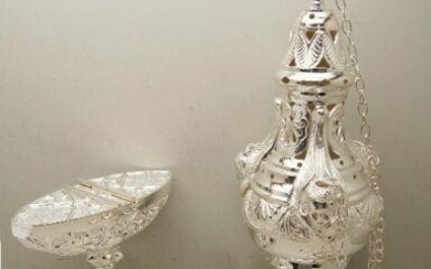 Ornate French Angel Censer (thurible) & Boat & Spoon