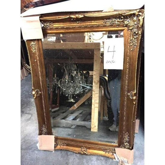 Ornate Gilt Wood Beveled Mirror