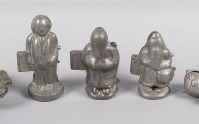 PEWTER FIGURAL SORBET OR ICE CREAM MOLDS, PROBABLY 20TH CENTURY