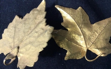 Pair Gold Tone Maple Leaf Pins/ Pendants