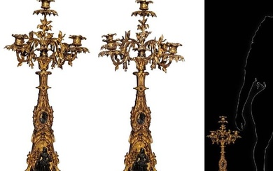 Pair Of 19th French Figural Bronze Candelabras