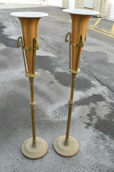 Pair of Adjustable Height Flower Vases with Liners +