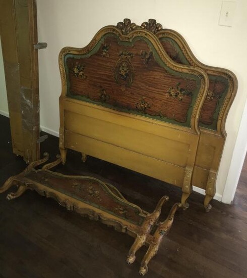 Pair of Antique Hand Painted Twin Size Bed Frames