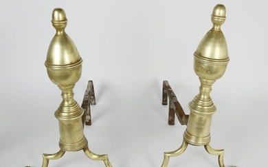 Pair of Brass and Iron Philadelphia Double Acorn