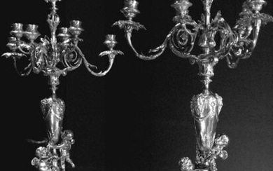 Pair of six-branched silver