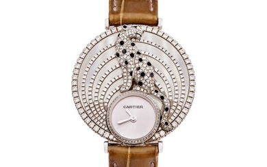 'Panthère Royale de Cartier' Diamond and Lacquer Wristwatch | 卡地亞 | 'Panthère Royale de Cartier' 鑽石 配 漆繪 腕錶, Cartier