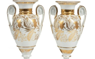 Paris Gilt-Decorated Porcelain Amphora Vases