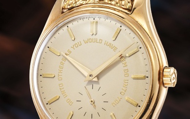 Patek Philippe, Ref. 2526 A very well preserved, historically interesting and extremely uncommon yellow gold automatic wristwatch with "Golden Rule" dial and bracelet, retailed by Tiffany & Co.