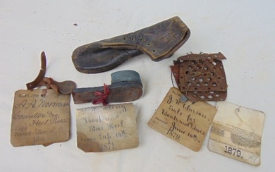 Patent Models, various shoe parts, includes "Boot & Shoe Heel", by G.F. Giling (?), 1871; "Heel