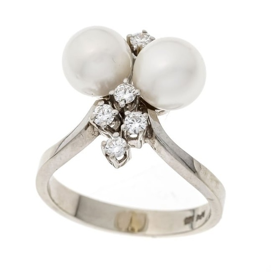 Pearl-brilliant ring WG 585/000